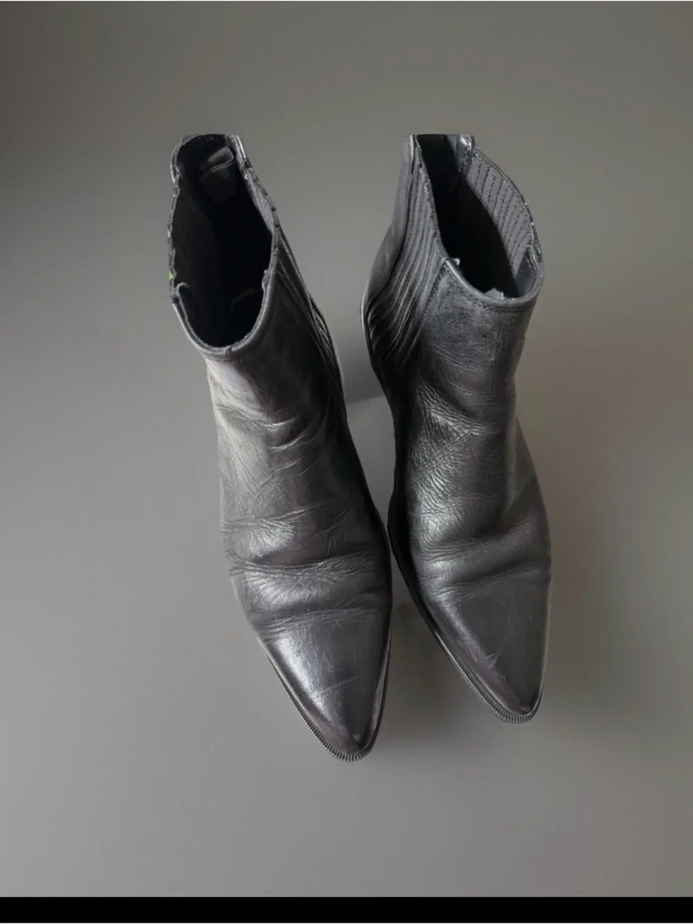 Zara Black Pointed-Toe Feau Leather Ankle Boots EU40 US 9.5 - Picture 1 of 12